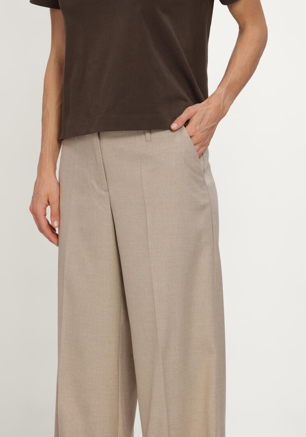 Beige SUMMUM Weite Hose TROUSERS WIDE LEG TWILL - large