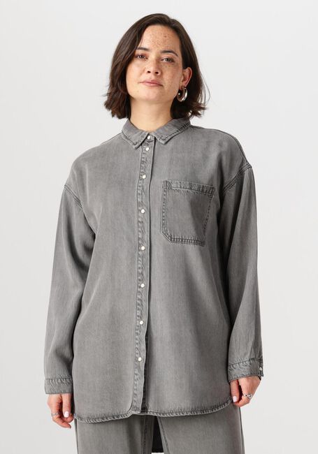 Graue OBJECT Blusen OBJFRAME L/S LO SHIRT - large