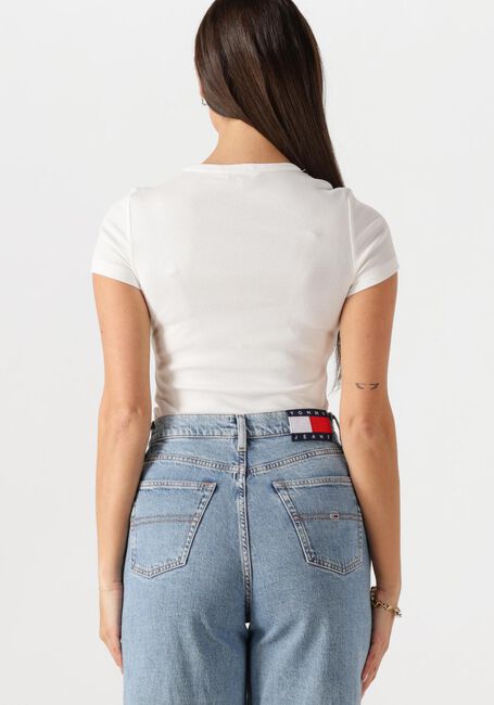 Weiße TOMMY JEANS T-shirt TWJ SLIM BADGE RIB TEE - large