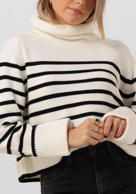 Weiße CO'COUTURE Rollkragenpullover MERO CROP STRIPE KNIT - large