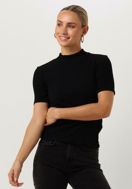 Schwarze SCOTCH & SODA Top MOCK NECK RIBBED SLIM-FIT TOP - large