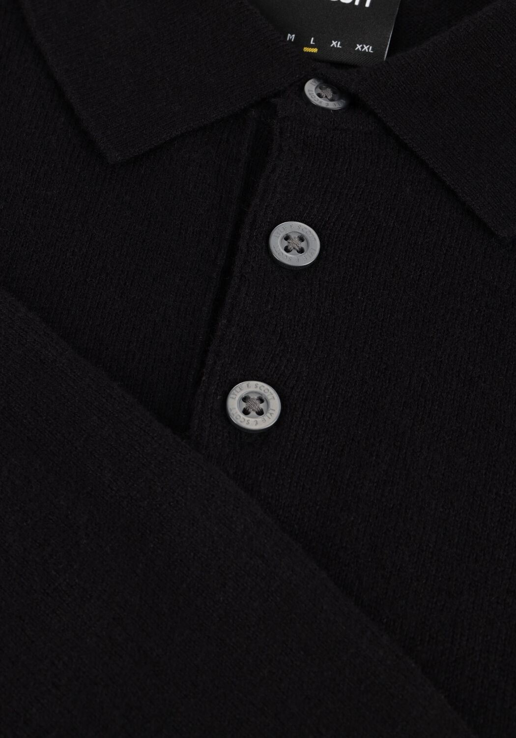 Schwarze LYLE & SCOTT Pullover COTTON MERINO LONG SLEEVE KNITTED POLO - large