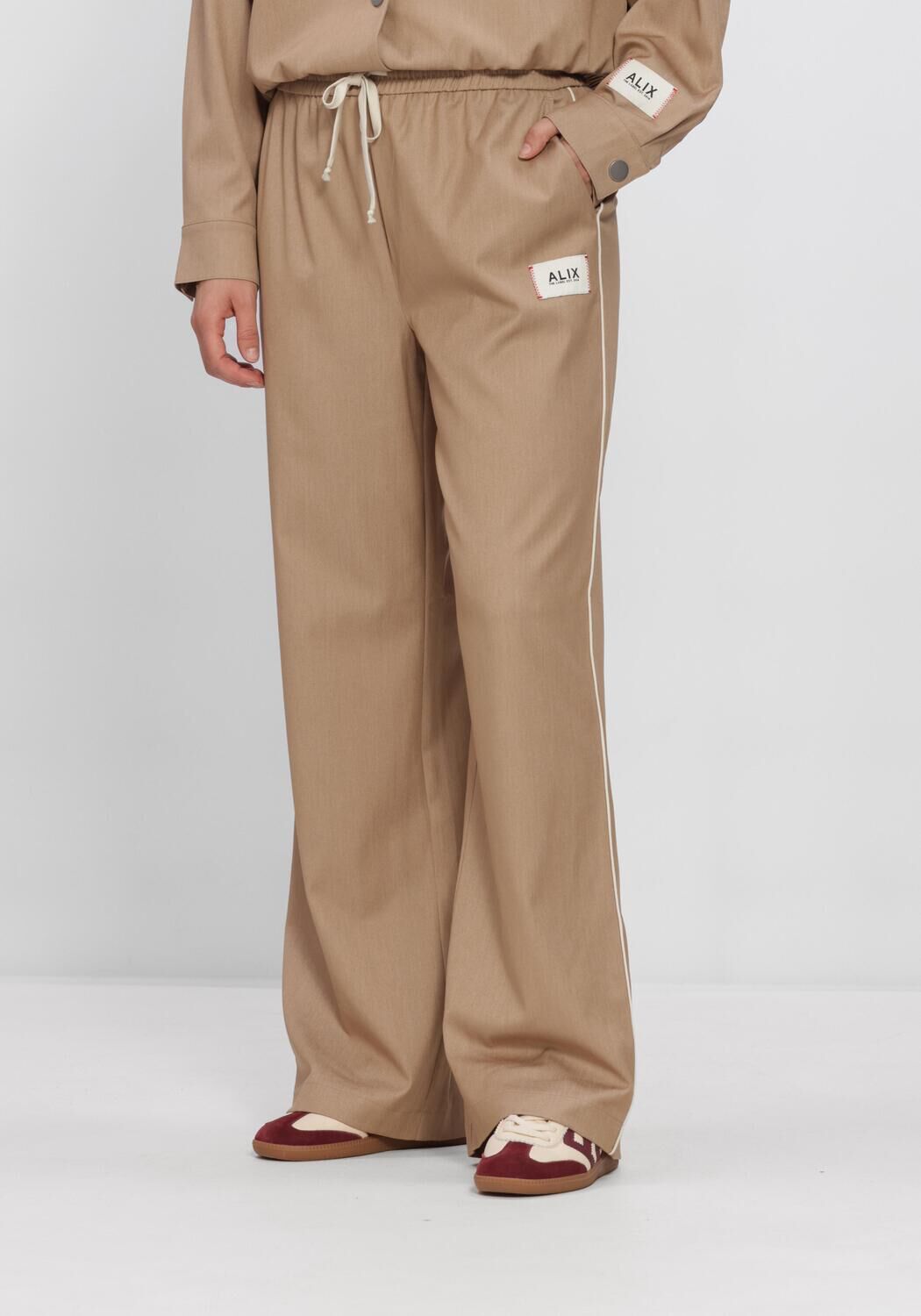 Camelfarbene ALIX THE LABEL Hosen LADIES WOVEN 2 TONE PANTS - large