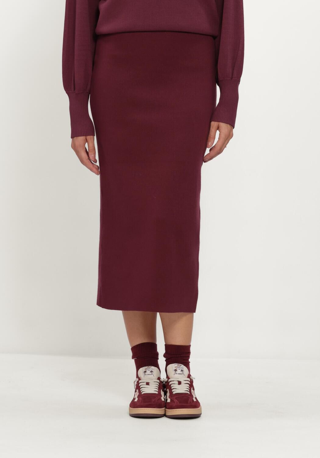 Bordeaux OBJECT Midirock OBJREYNARD HW KNIT SKIRT - large