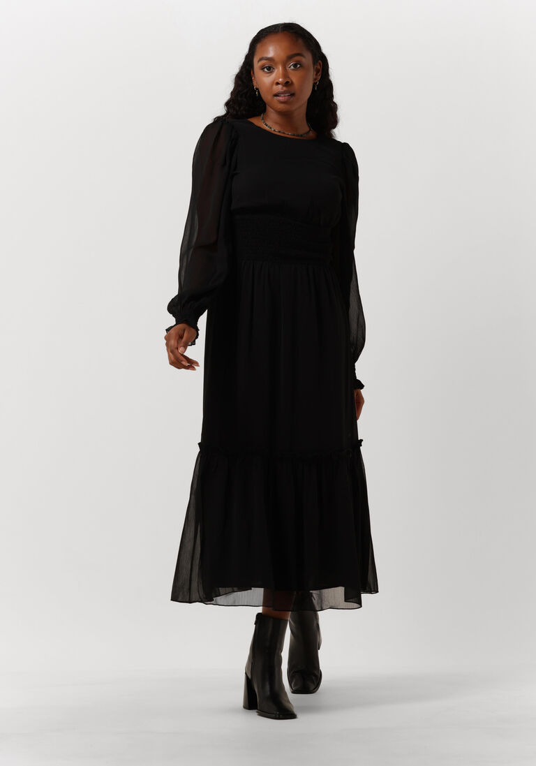 schwarze na-kd maxikleid smocked detail ankle dress