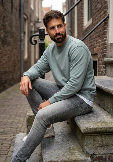 Blaue PURE PATH Sweatshirt LOOSE FIT SWEATERS CREWNECK308 - large