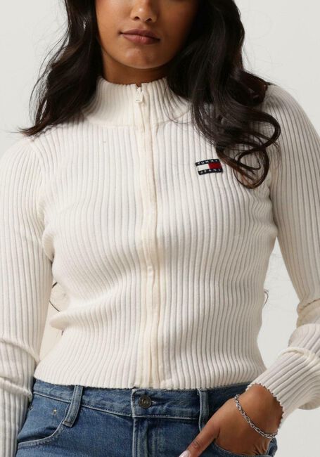 Weiße TOMMY JEANS Pullover TJW ZIP THRU BADGE CARDIGAN - large