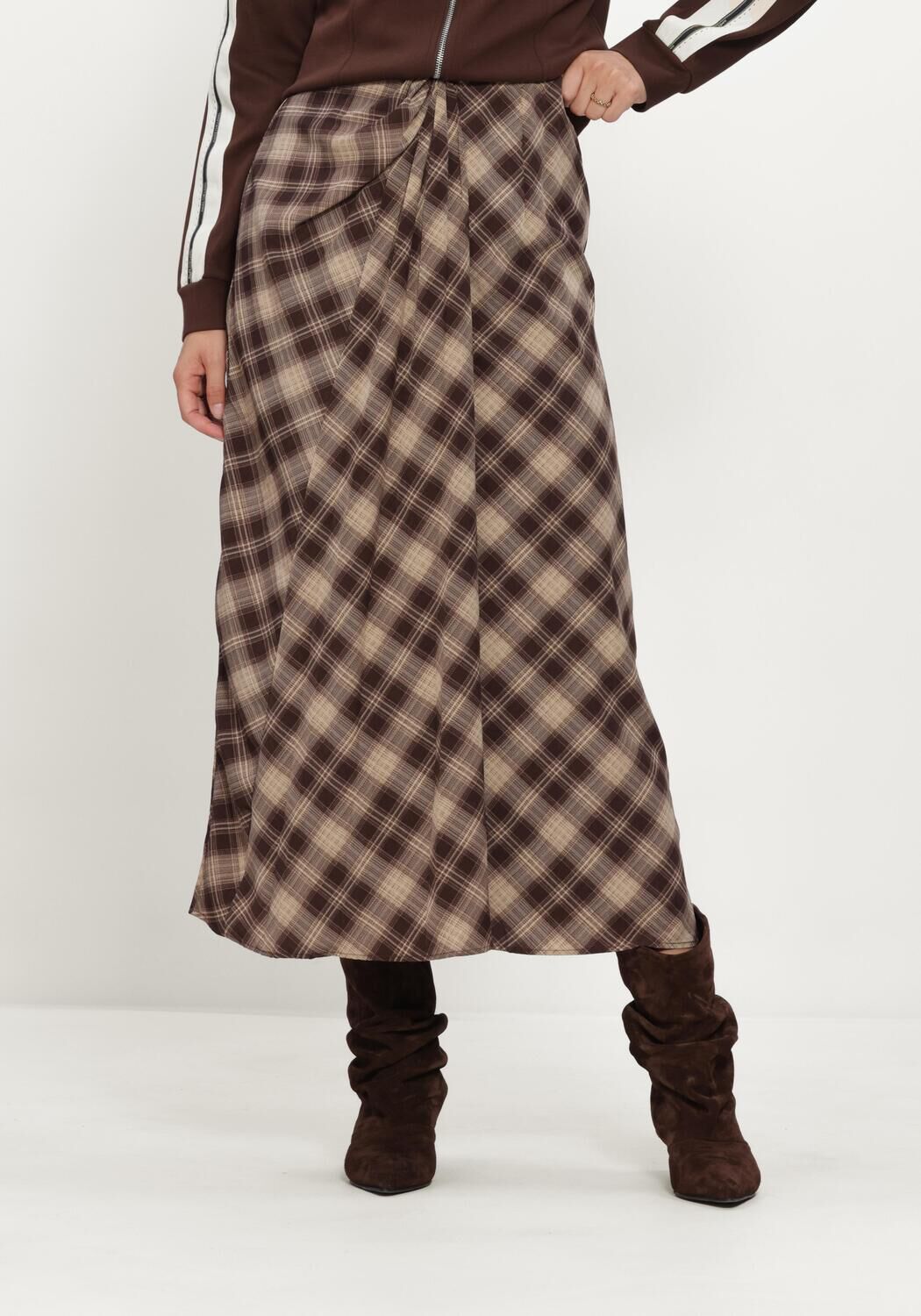 Braune AIMEE THE LABEL R&ouml;cke HAVANAW6 CHECK SKIRT - large