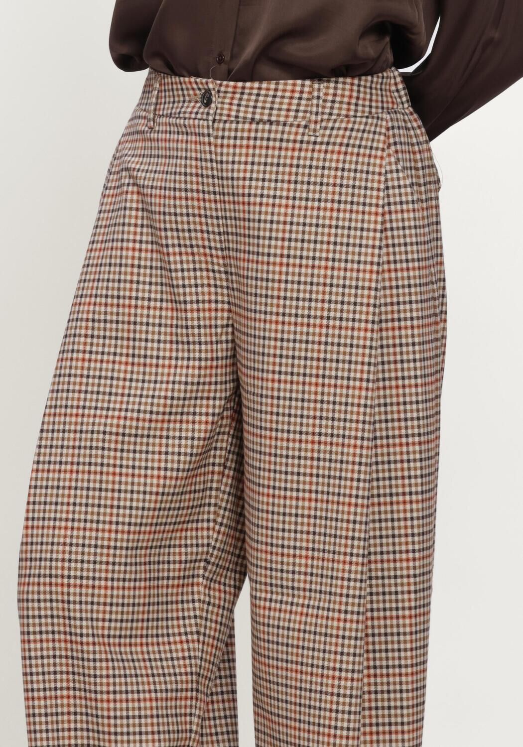Mehrfarbige/Bunte SUMMUM Weite Hose TROUSERS CHECK GOJI BERRY - large