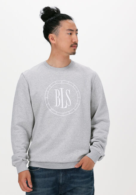 Hellgrau BLS HAFNIA Sweatshirt COMPASS CHEST APPLIQUE CREWNEC - large