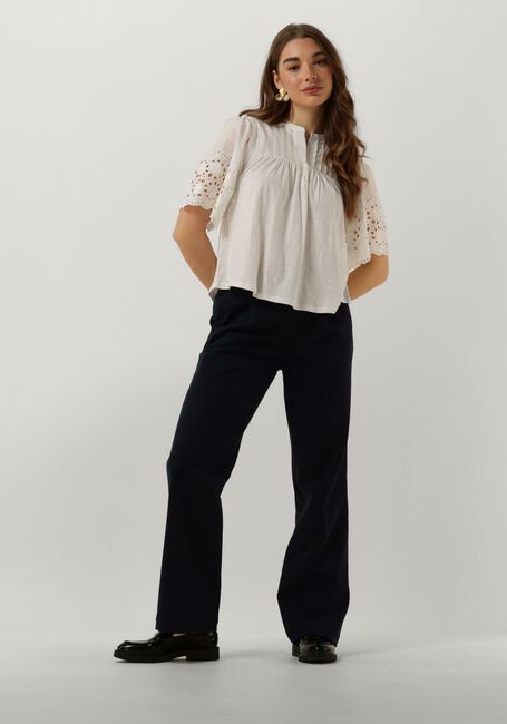 Weiße RUBY TUESDAY Blusen SALOME BLOUSE WITH HALF EMBRO SLEEVES AND ROUND NECK - large