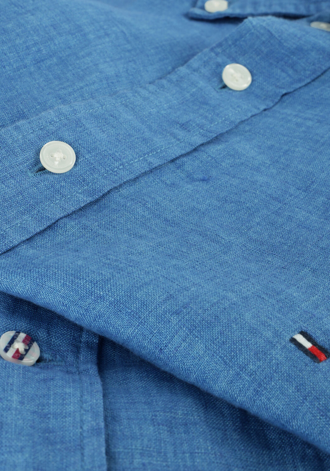 Blaue TOMMY HILFIGER Casual-Oberhemd PIGMENT DYED LINEN RF SHIRT S/S - large
