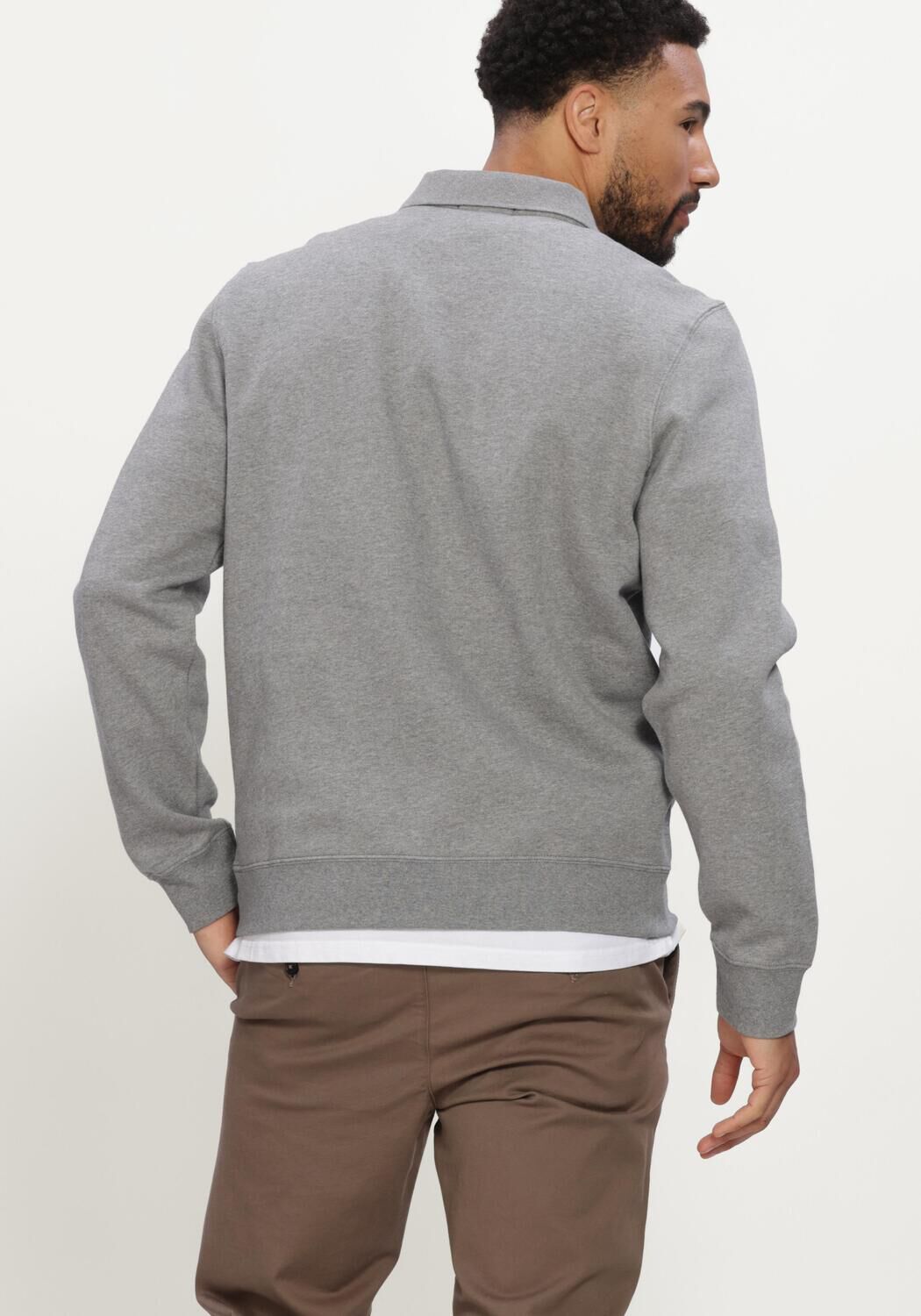 Graue CALVIN KLEIN Polo-Shirt LS 350TERRY EU GRAPHIC POLO SWEAT - large
