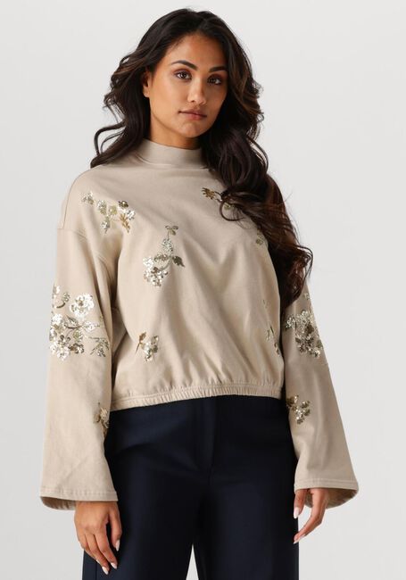 Beige SUMMUM Pullover CROPED EMBELLISHED - large