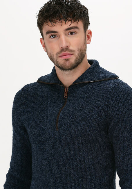 Dunkelblau CAST IRON Pullover HALF ZIP COLLAR COTTON BOUCLE - large