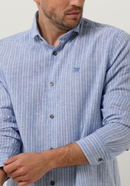 Hellblau VANGUARD Casual-Oberhemd LONG SLEEVE SHIRT LINEN COTTON BLEND STRIPE - large