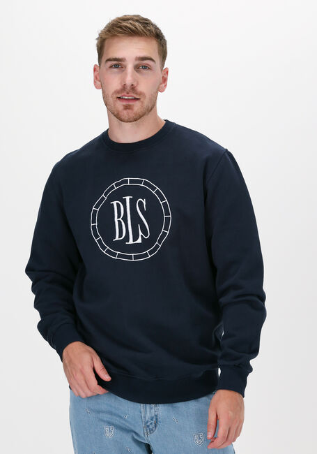Dunkelblau BLS HAFNIA Sweatshirt COMPASS CHEST APPLIQUE CREWNEC - large