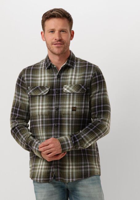 Grüne PME LEGEND Hemden LONG SLEEVE SHIRT HEAVY TWILL CHECK - large