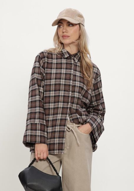 Taupe NEO NOIR Blusen DITA FLANNEL CHECK SHIRT - large