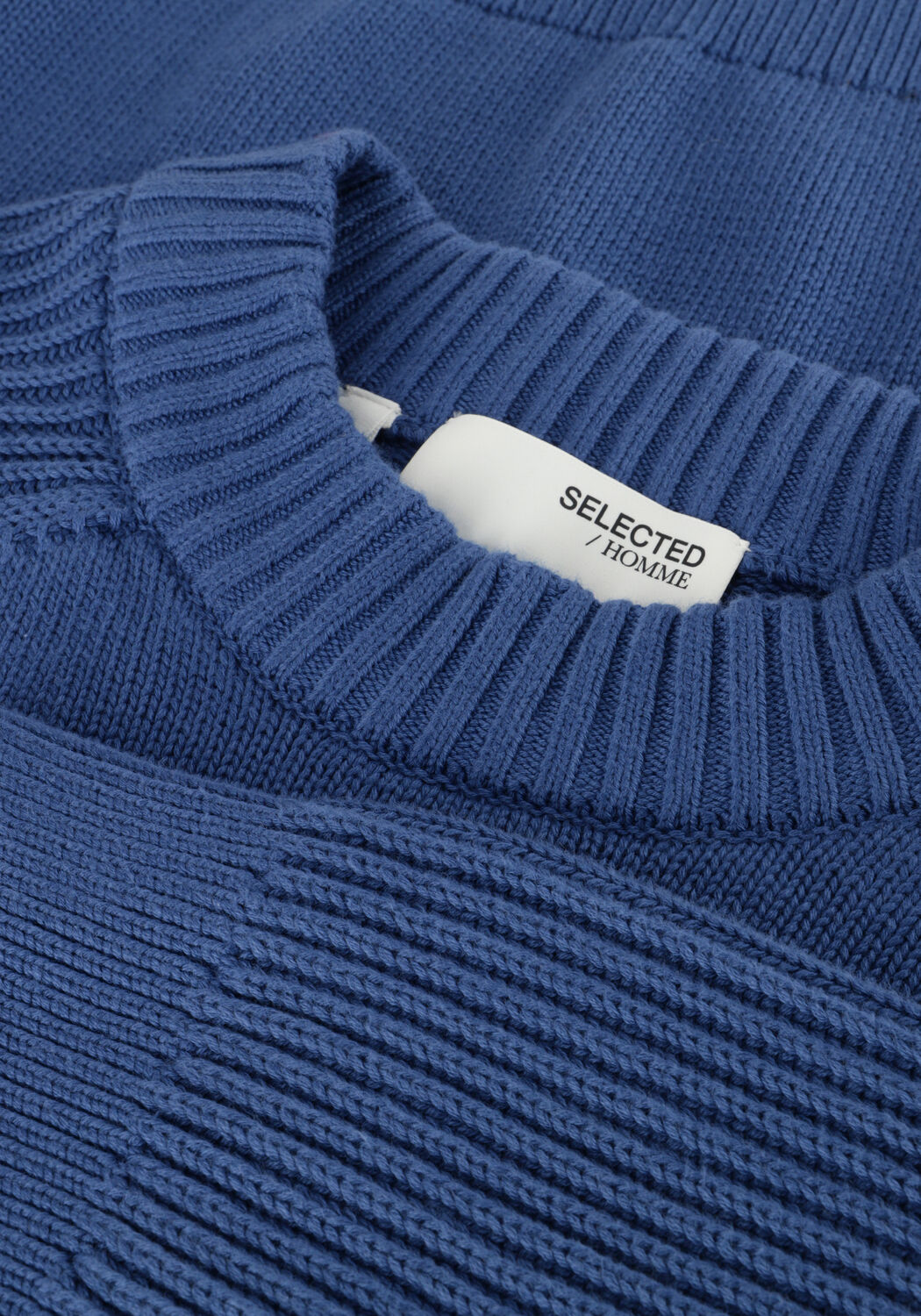 Blaue SELECTED MEN Pullover SLHDERECK LS KNIT RELAXER RIB MOCK NECK - large