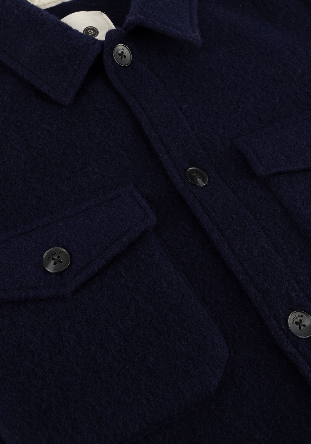 Dunkelblau ANERKJENDT Overshirt AKOSCAR BOILED WOOL OVERSHIRT - large