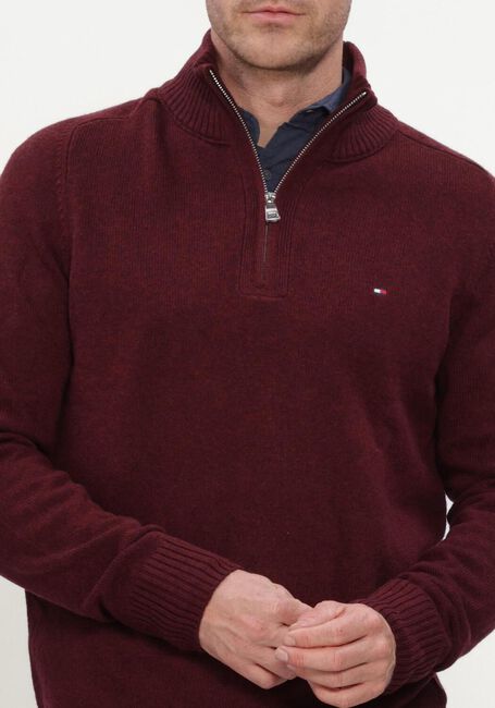 Bordeaux TOMMY HILFIGER Pullover LAMBSWOOL ZIP MOCK - large