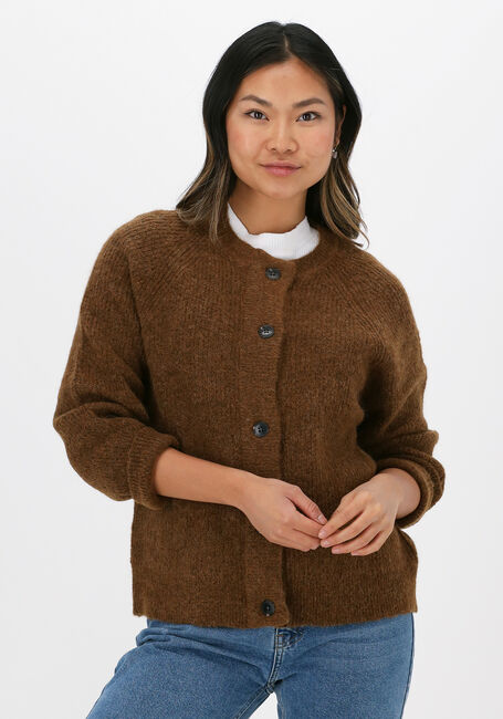 Braune SELECTED FEMME Strickjacke SLFLULU LS KNIT SHORT CARDIGAN - large