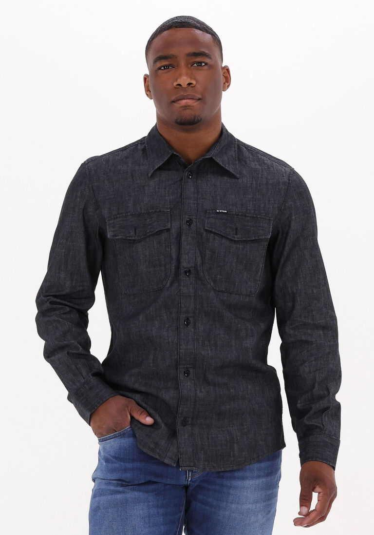 schwarze g-star raw casual-oberhemd marine slim shirt l/s