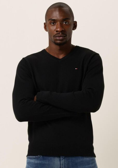 Schwarze TOMMY HILFIGER Pullover CORE COTTON-SILK VNECK - large