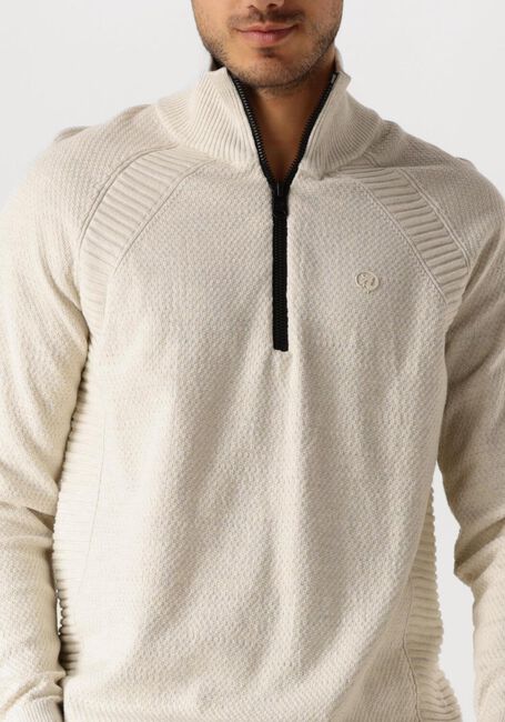 Beige CAST IRON Pullover HALF ZIP COLLAR COTTON HEATHER PLATED BLEND - large