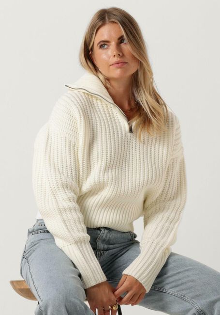 Weiße COLOURFUL REBEL Pullover YFKE KNITWEAR ZIP PULLOVER - large