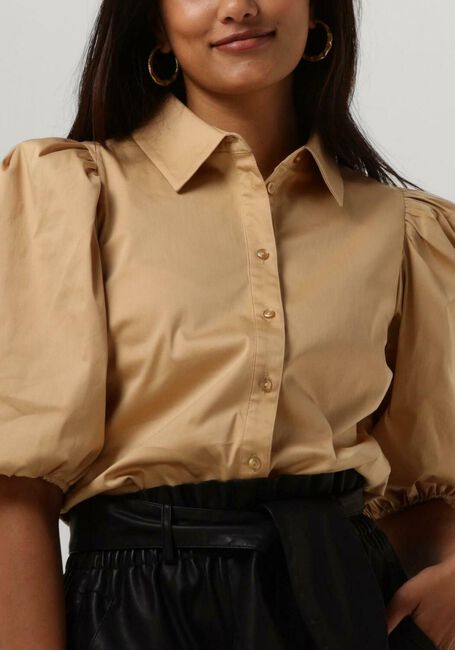 Camelfarbene NOTES DU NORD Blusen KIRA SHORT SLEEVE SHIRT - large