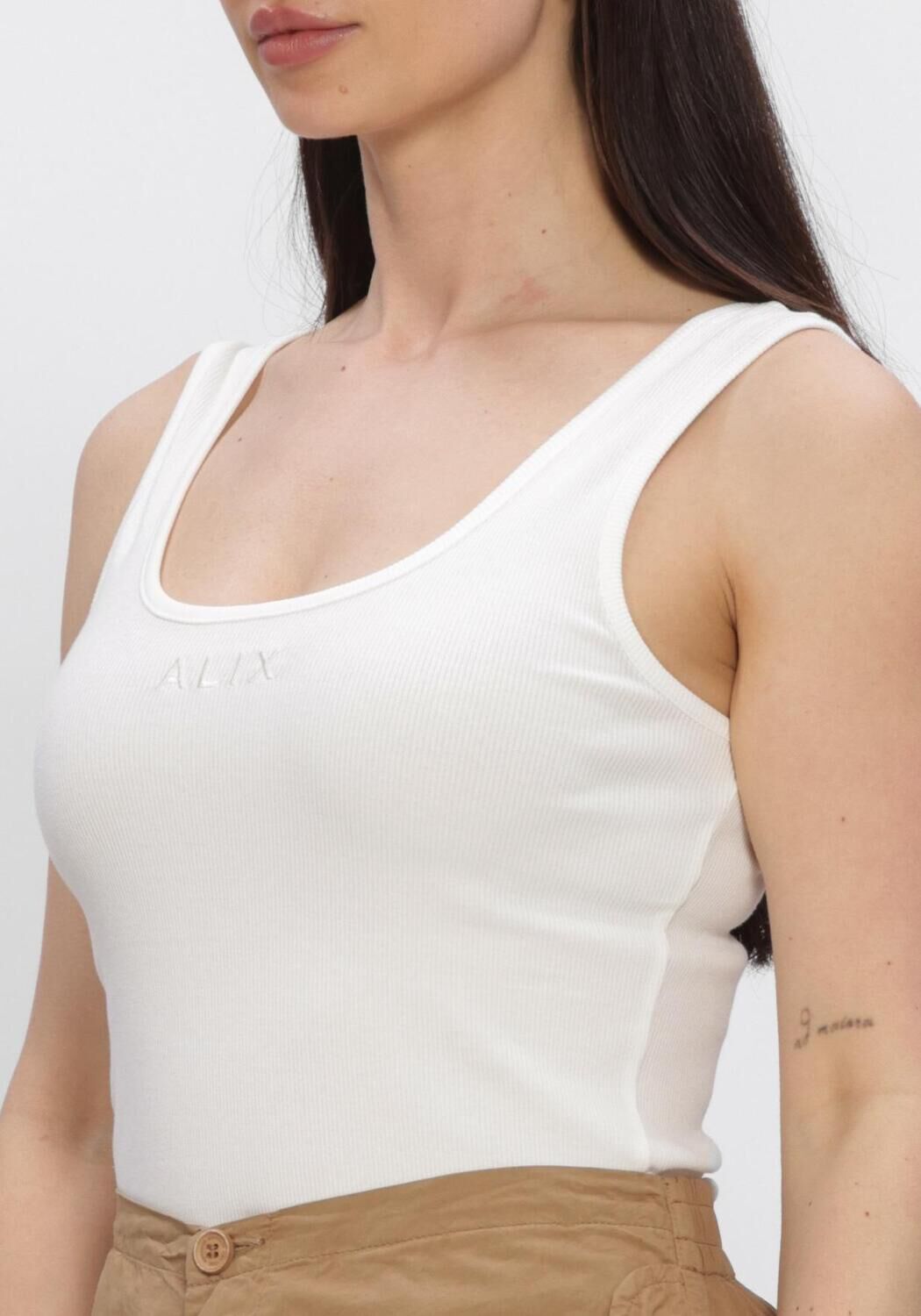 Wei&szlig;e ALIX THE LABEL Top LADIES KNITTED RIB TANKTOP - large