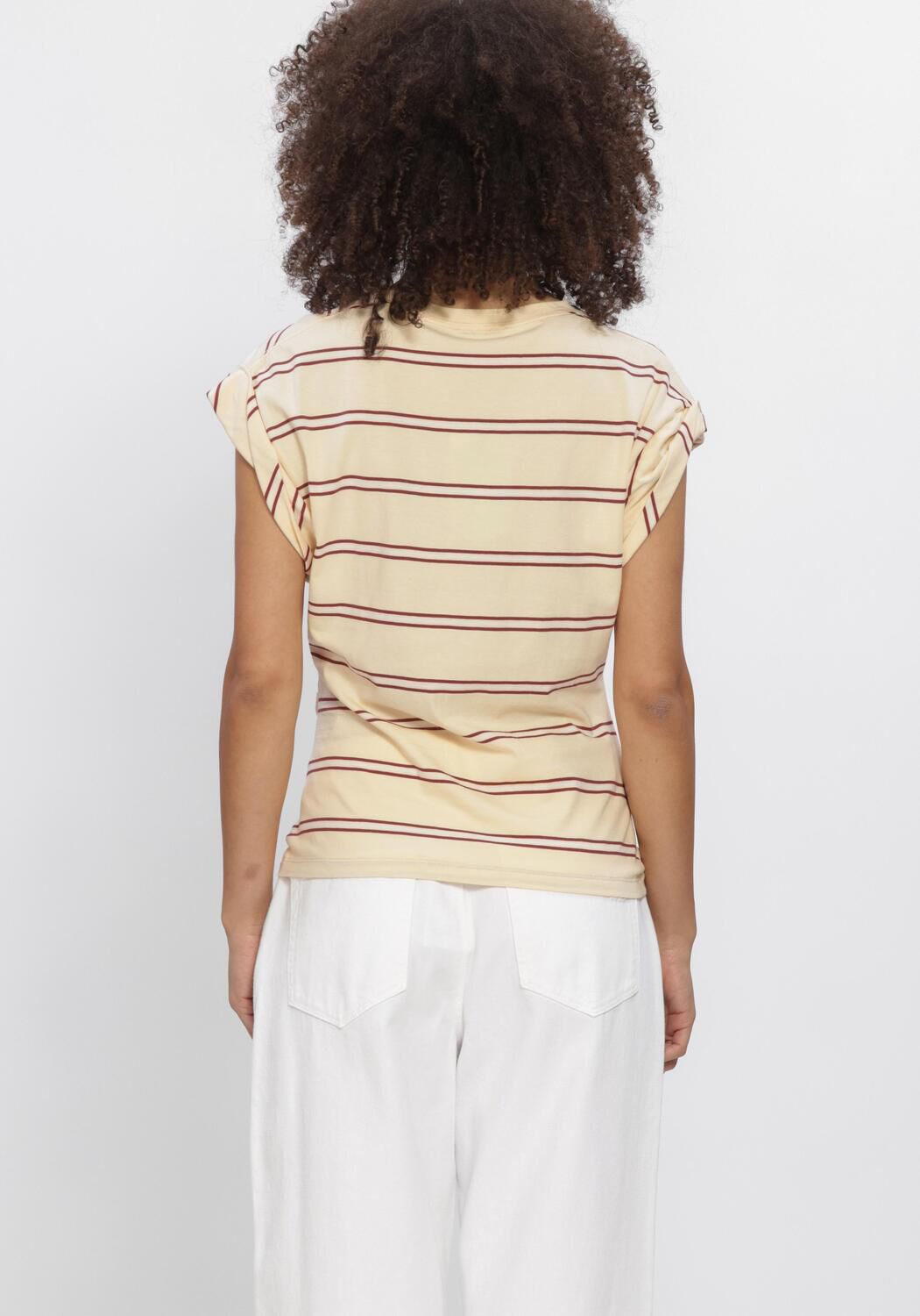 Creme DANTE6 Top CONSTRUCTED STRIPE T SHIRT - large