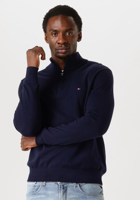 Dunkelblau TOMMY HILFIGER Pullover PIMA ORG CTN CASHMERE ZIP MOCK - large