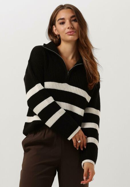 Schwarze SELECTED FEMME Pullover SLFBOOMIE LS KNIT HALF ZIP - large
