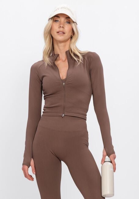 Braune AIM'N Strickjacke SHAPE SEAMLESS ZIP JACKET - large