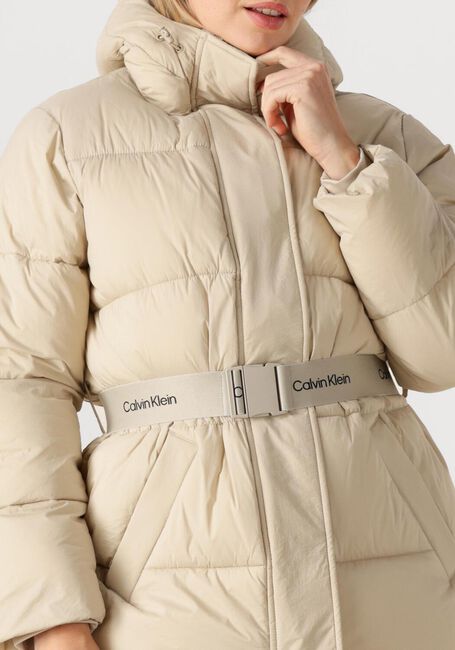 Beige CALVIN KLEIN Wattierte Jack BELTED MIDWEIGHT PUFFER - large