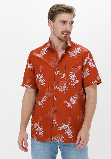 Rote VANGUARD Casual-Oberhemd SHORT SLEEVE SHIRT PRINTED TENCEL COTTON LINEN - large