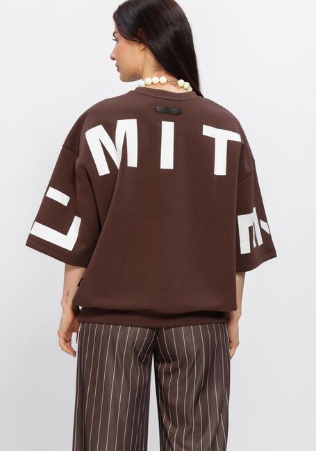 Braune HAUTE L'AMITI&Eacute; Tops & T-shirts MAXI SPLIT SS LOGO SWEAT - large