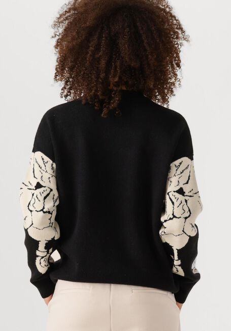 Schwarze OBJECT Pullover OBJRAY LO L/S KNIT PULLOVER AOP - large