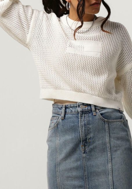 Weiße TOMMY JEANS Pullover TJW OPEN STITCH FLAG SWEATER - large