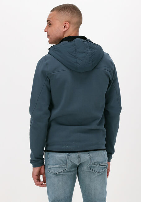 Blaue CAST IRON Wattierte Jack HOODED JACKET TECH JERSEY INTERLOCK - large