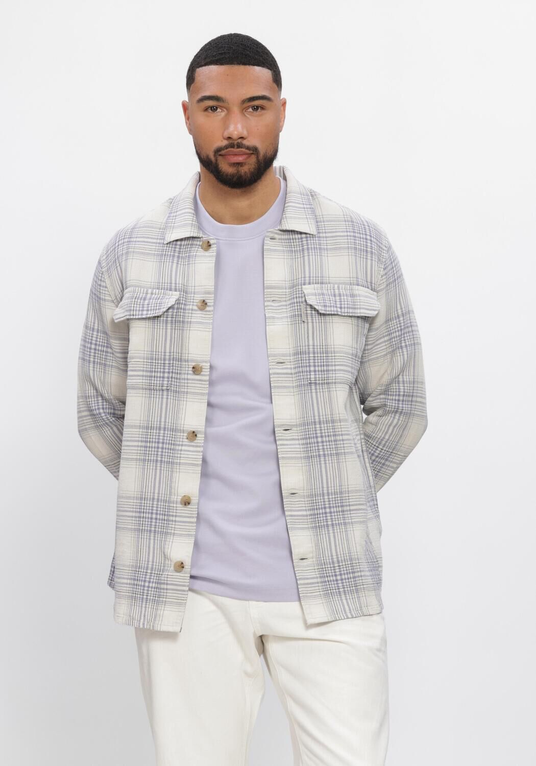 Mehrfarbige/Bunte CAST IRON Overshirts CHECK SPRING WAFFLE - large