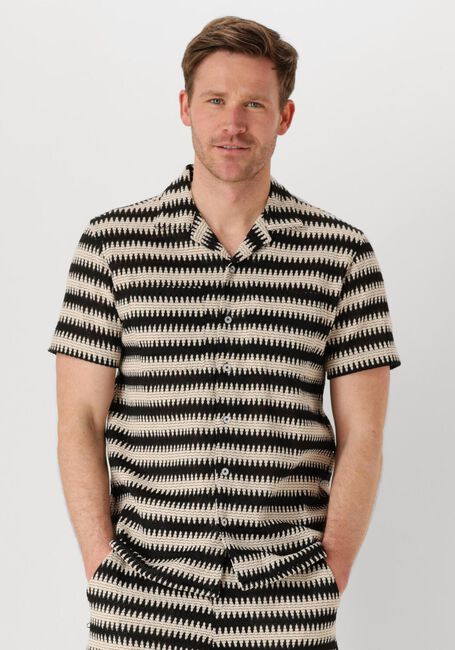 Schwarze ANERKJENDT Casual-Oberhemd AKKURT STRUC STRIPE S/S SHIRT - large