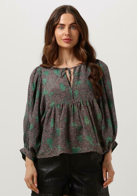 Grüne SISSEL EDELBO Bluse ANGELINA SILK TOP - large