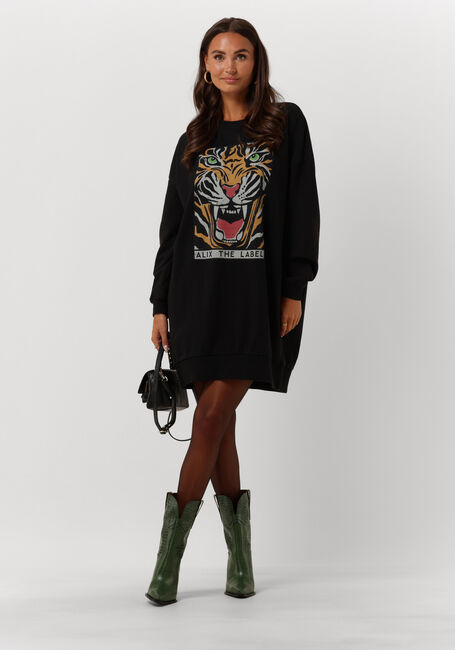 Schwarze ALIX THE LABEL Minikleid LADIES KNITTED LONG TIGER SWEATER - large