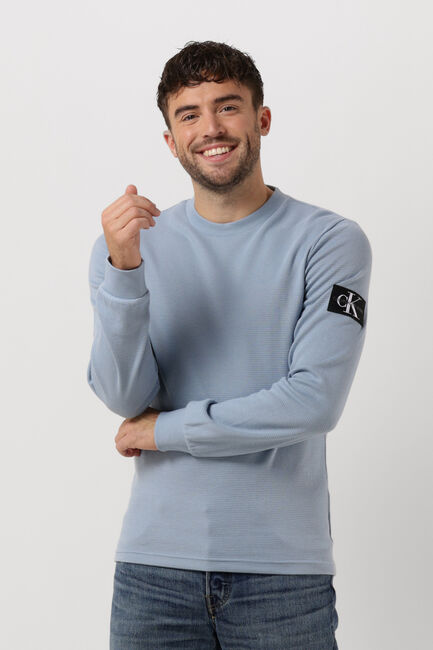 Blaue CALVIN KLEIN Sweatshirt MONOLOGO BADGE WAFFLE LS TEE - large