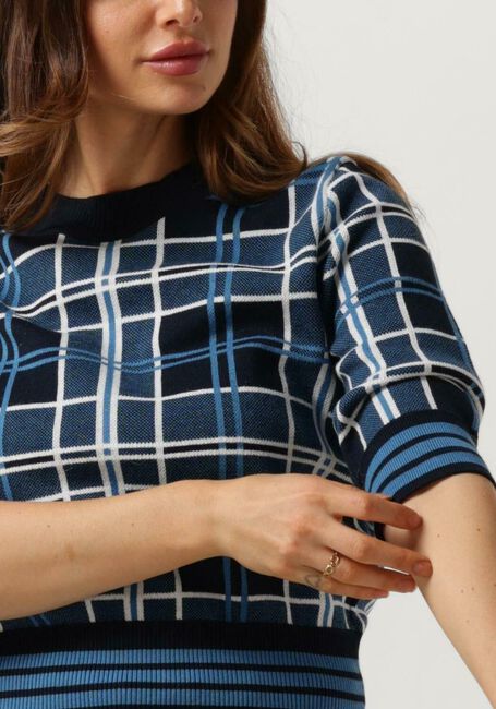 Dunkelblau VANILIA Pullover CHECKED SHORTSLEEVE - large