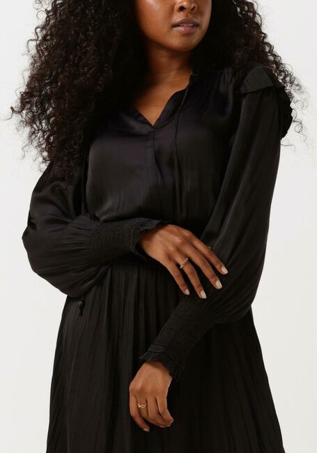 Schwarze SCOTCH & SODA Midikleid SMOCK STITCH MIDI DRESS IN RECYCLED POLYESTER - large